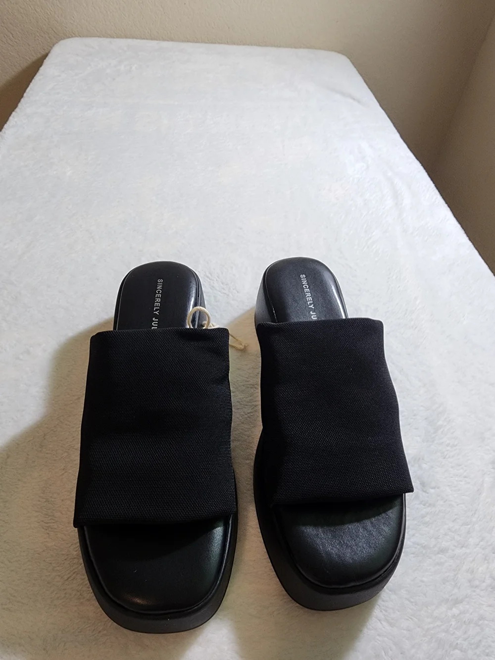 Sincerely Jules Happy Platform Slide Sandals Black Size 9 Y2K Chunky NWOT